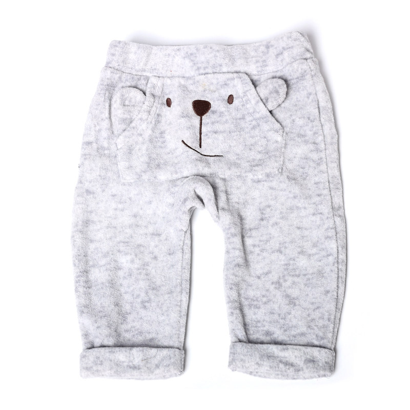 秋冬季超萌可爱卡通拼接珊瑚绒休闲裤韩版洋气个月保暖休闲裤潮
