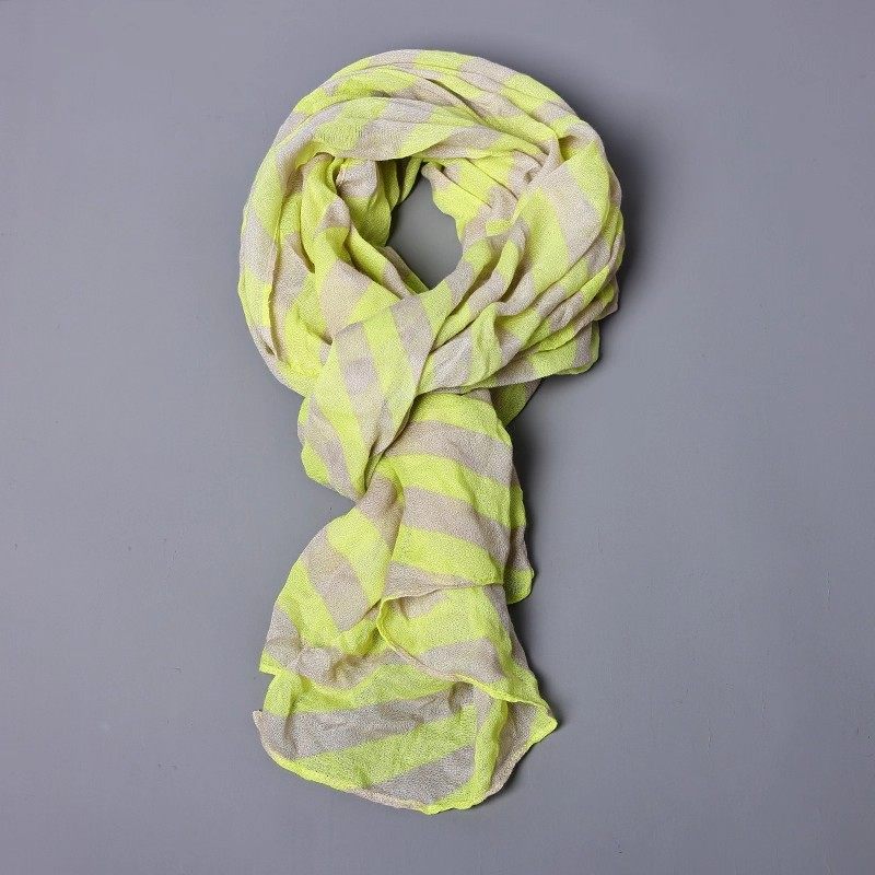 时尚条纹薄纱大披肩2023年春秋冬季保暖护颈围脖百搭洋气沙滩巾潮