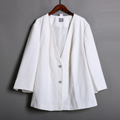 新品 宽松显瘦白色休闲长袖 女装 春夏季 欧版 大码 外套西装 上衣潮