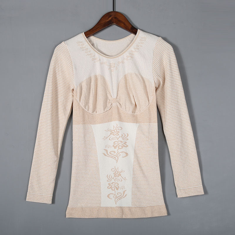 2025年秋冬季新品女士圆领套头保暖棉质紧身显瘦彩棉秋衣打底衫潮