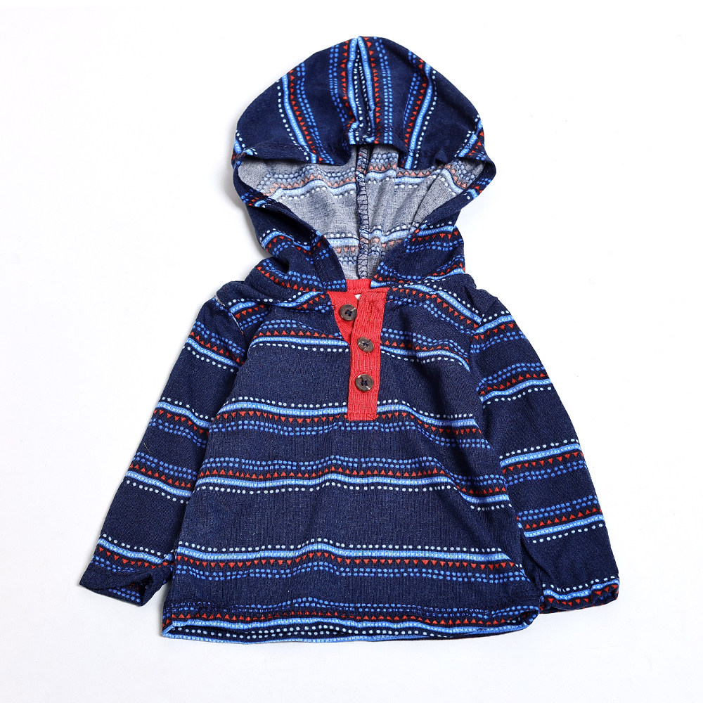 2025年春秋季超萌横条纹薄款透气可爱儿童连帽长袖休闲体恤上衣潮