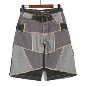 新品 流行经典 中腰牛仔五分裤 春秋季 修身 个性 拼接潮流休闲牛仔裤 潮