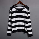 2026年秋冬季 减龄洋气 毛衣韩版 时尚 女士横条纹宽松休闲长袖