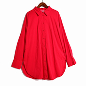 翻领单排扣宽松薄款 百搭通勤长袖 休闲衬衫 2026年春秋季 简约中长款