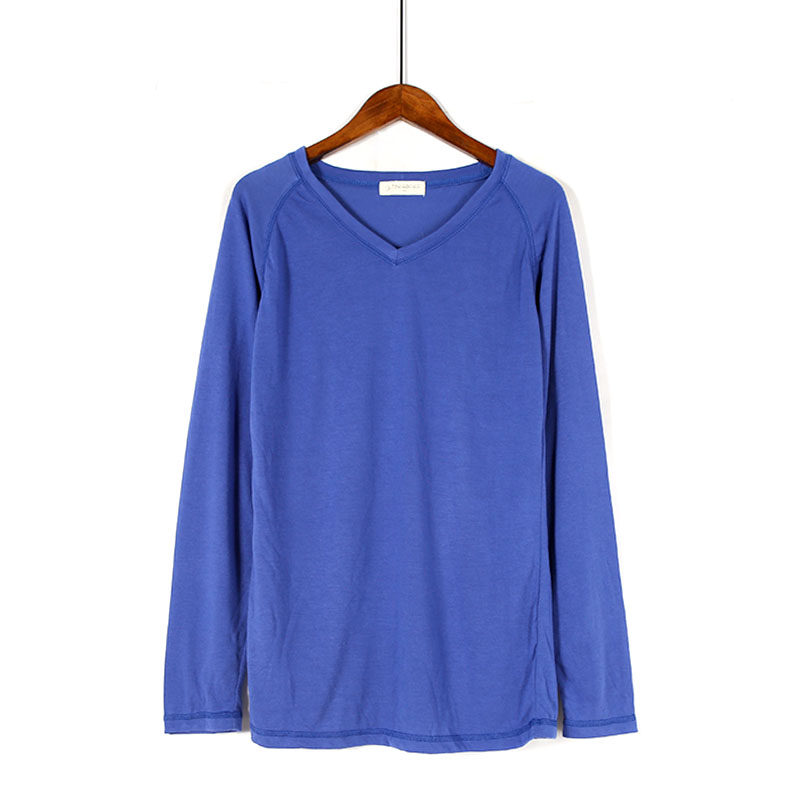 2025年秋冬季女士简约纯色亲肤透气打底衫时尚V领保暖上衣秋衣潮