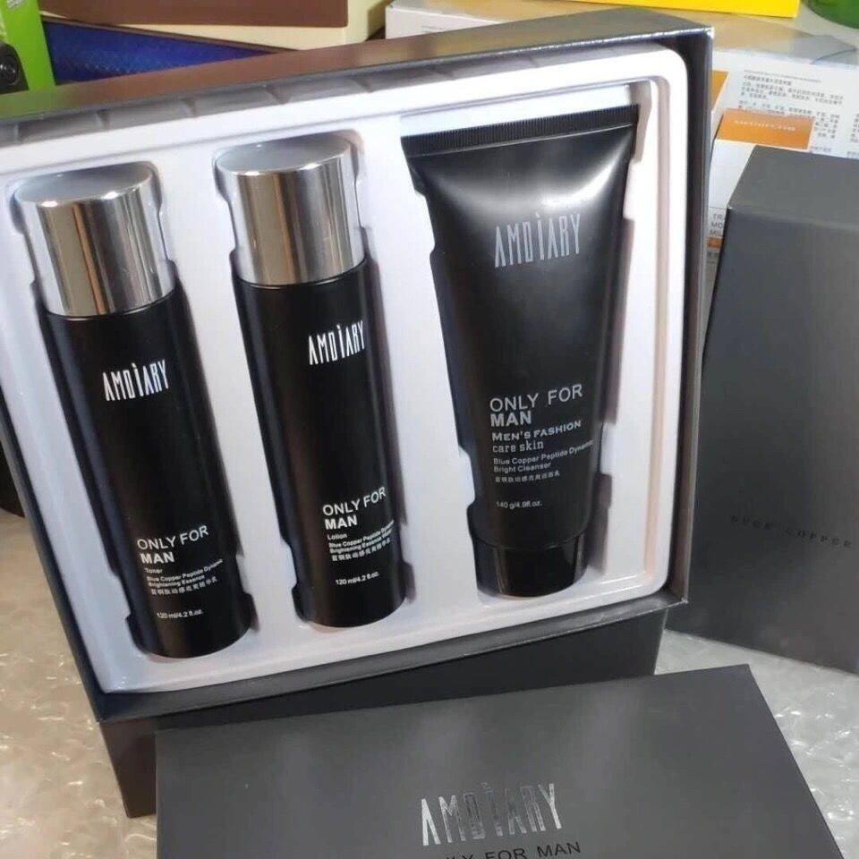 爱美日记男士蓝铜胎动力亮爽三件套补水修复滋润男士套盒正品