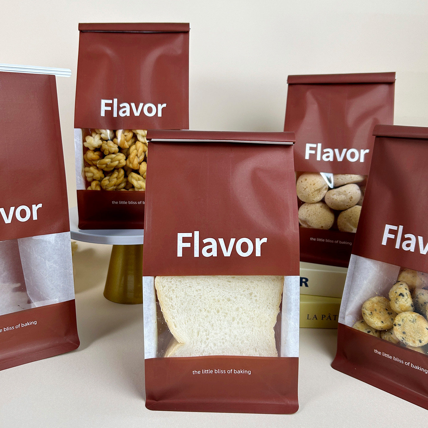 Flavor红棕色八边封吐司袋小麻花麻薯零售打包袋商用250g面包袋,厨房/烹饪用具,点心包装盒/包装袋,淘宝优惠券,粉丝福利购,淘宝优惠卷