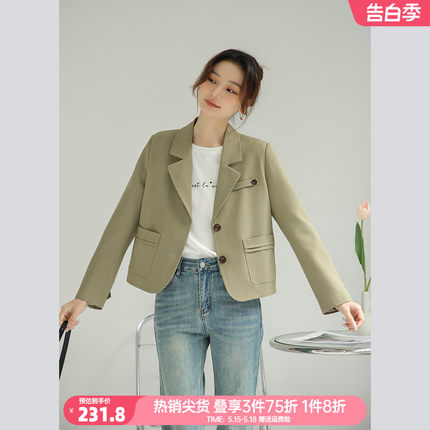 奈格薇儿小个子复古西装外套女春秋2024新款超好看休闲短款西服