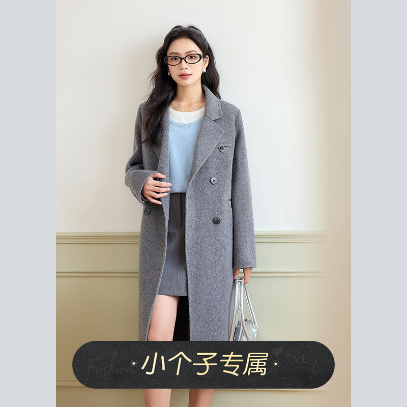 奈格薇儿小个子正肩双面呢大衣女秋冬2024新款高级感长款毛呢外套