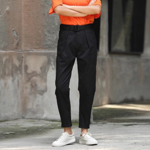 子女宽松直筒工装 小个子休闲哈伦萝卜锥形女裤 裤 薄款 女夏季 黑色裤