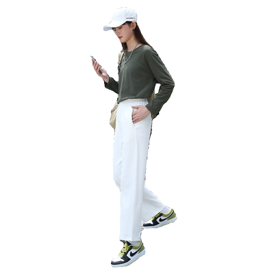 松紧腰休闲以田九分阔腿运动裤