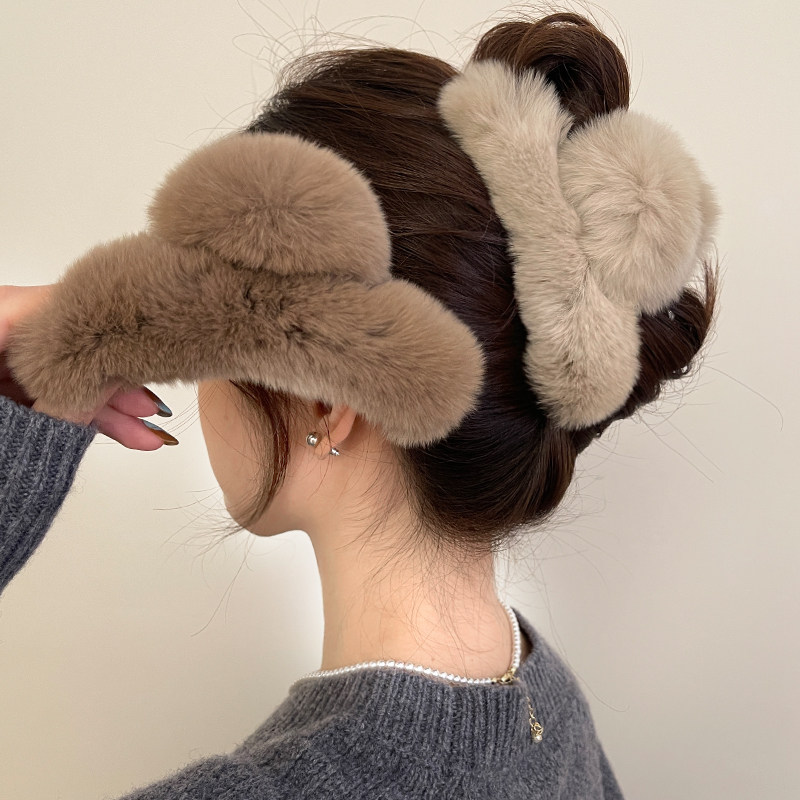 显发量~毛绒发夹女后脑勺美拉德抓夹大号鲨鱼夹2025新款高级感,饰品/流行首饰/时尚饰品新,发饰,淘宝优惠券,粉丝福利购,淘宝优惠卷