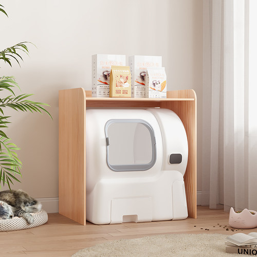 猫砂盆木质置物架适用霍曼猫粮猫砂收纳架猫窝猫厕猫床一体可定制