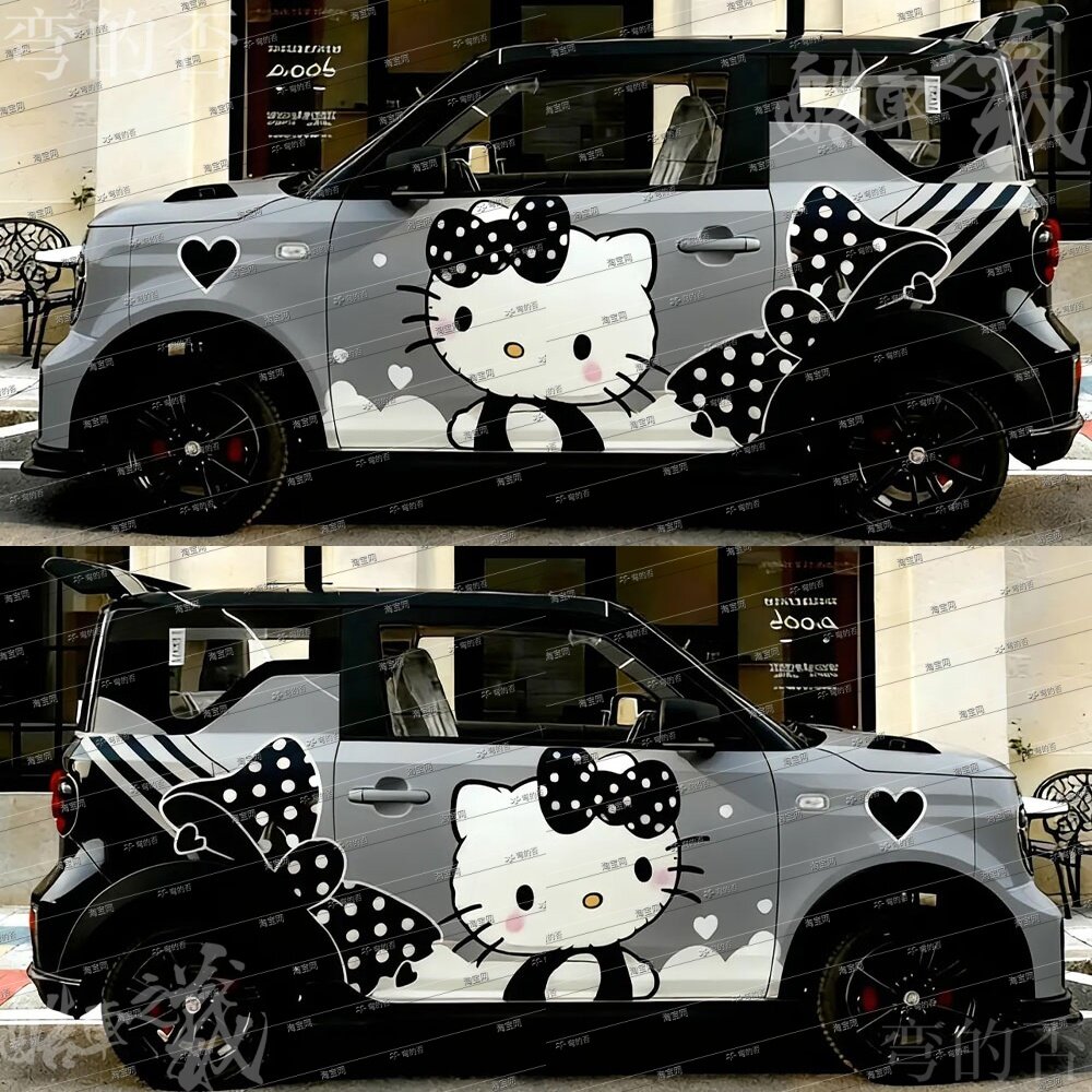 吉利熊猫卡丁mini车贴hellokitty凯蒂猫贴纸可爱卡通涂装装饰贴画