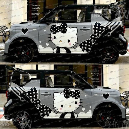 吉利熊猫卡丁mini车贴hellokitty凯蒂猫贴纸可爱卡通涂装装饰贴画