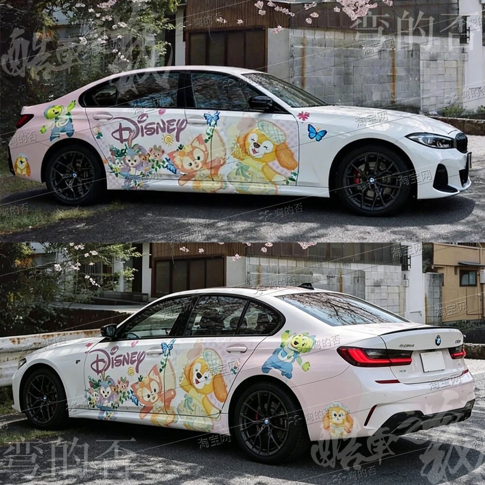 宝马3系车贴饼饼可琦安汽车两侧贴纸个性定制全车型车身可爱装饰