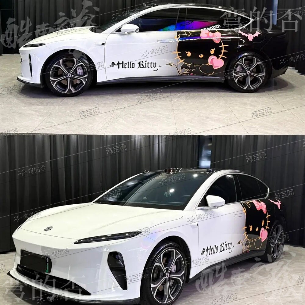 蔚来ET5甜酷HelloKitty猫汽车彩绘卡通可爱改色贴膜涂装个性定制
