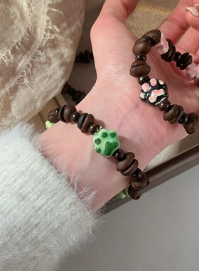 2026新款咖啡豆新中式陶瓷花朵猫爪手链原创设计精致手链手串