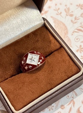 中古风满天星酒红色气质高级感戒指女小众设计黑色滴油指环