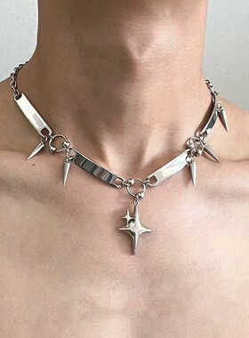 欧美亚文化个性金属铆钉锁骨链甜酷朋克辣妹简约小众项圈choker
