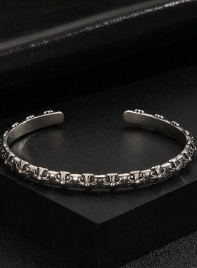 欧美复古做旧十字架手镯男女款个性小众设计感开口情侣款手环手饰