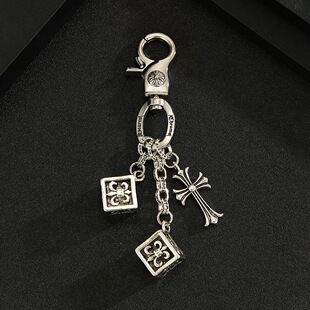 欧美十字架军花骰子裤链钥匙链多元素钥匙扣复古个性包包挂件