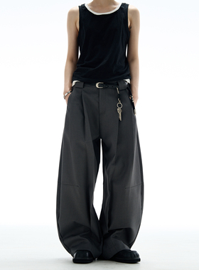 MADWITCH复古高级感弯刀休闲长裤子男女宽松廓形垂感cleanfit西裤