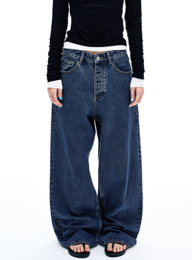 MADWITCH复古简约水洗做旧牛仔裤男女美式休闲高级感宽松直筒裤子