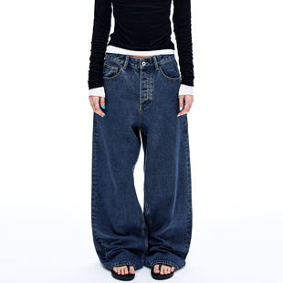 MADWITCH复古简约水洗做旧牛仔裤男女美式休闲高级感宽松直筒裤子