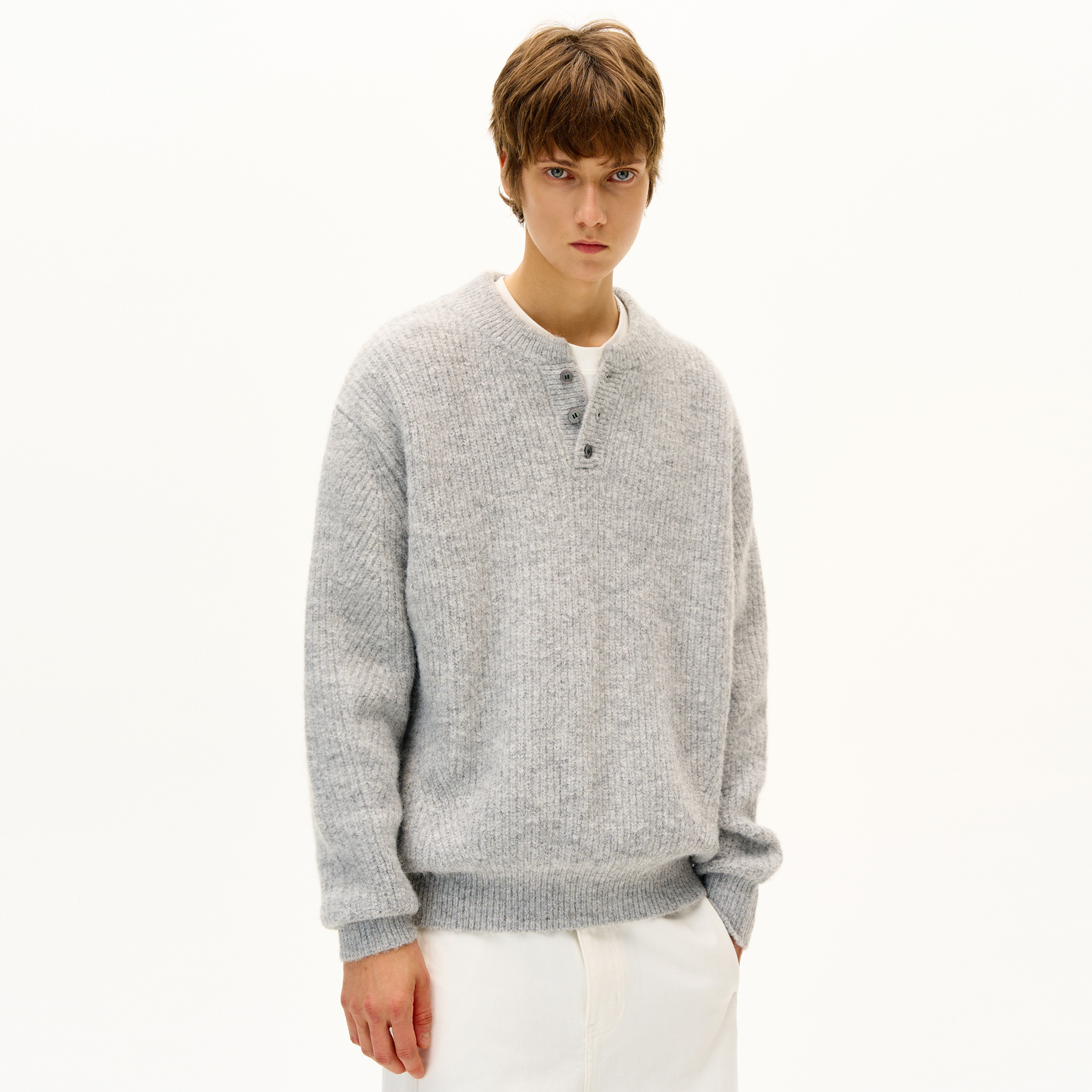 MADWITCH羊毛混纺亨利领针织衫