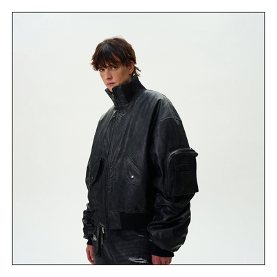 MADWITCH复古水洗bomber棉服