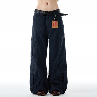 男女宽松直筒vintage高街长裤 休闲裤 复古多口袋工装 MADWITCH美式