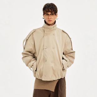 MADWITCH冬季新款双排扣立领棉服男女复古休闲高级感保暖工装外套