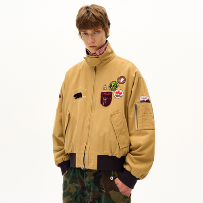 MADWITCH原创刺绣徽章设计感猎装夹克棉服复古高街巴恩风工装外套