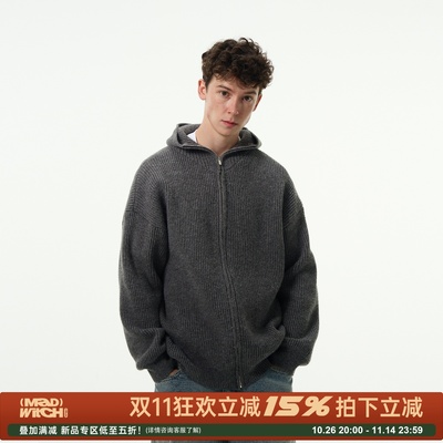 MADWITCH慵懒风连帽针织外套