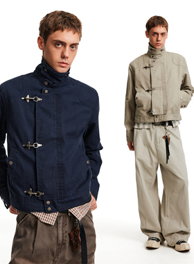 MADWITCH复古高级感飞机扣设计立领夹克男女痞帅高街短宽工装外套