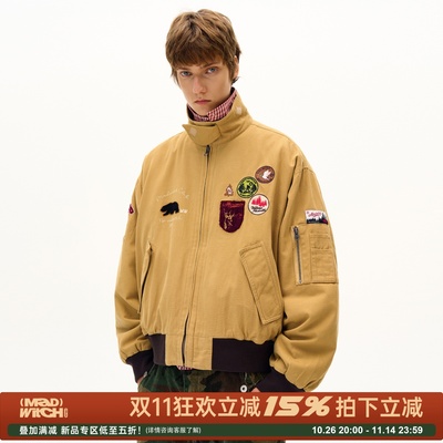 MADWITCH原创刺绣徽章设计感猎装夹克棉服复古高街巴恩风工装外套