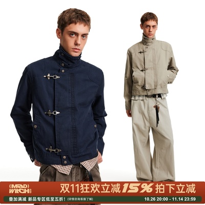 MADWITCH复古飞机扣设计立领夹克