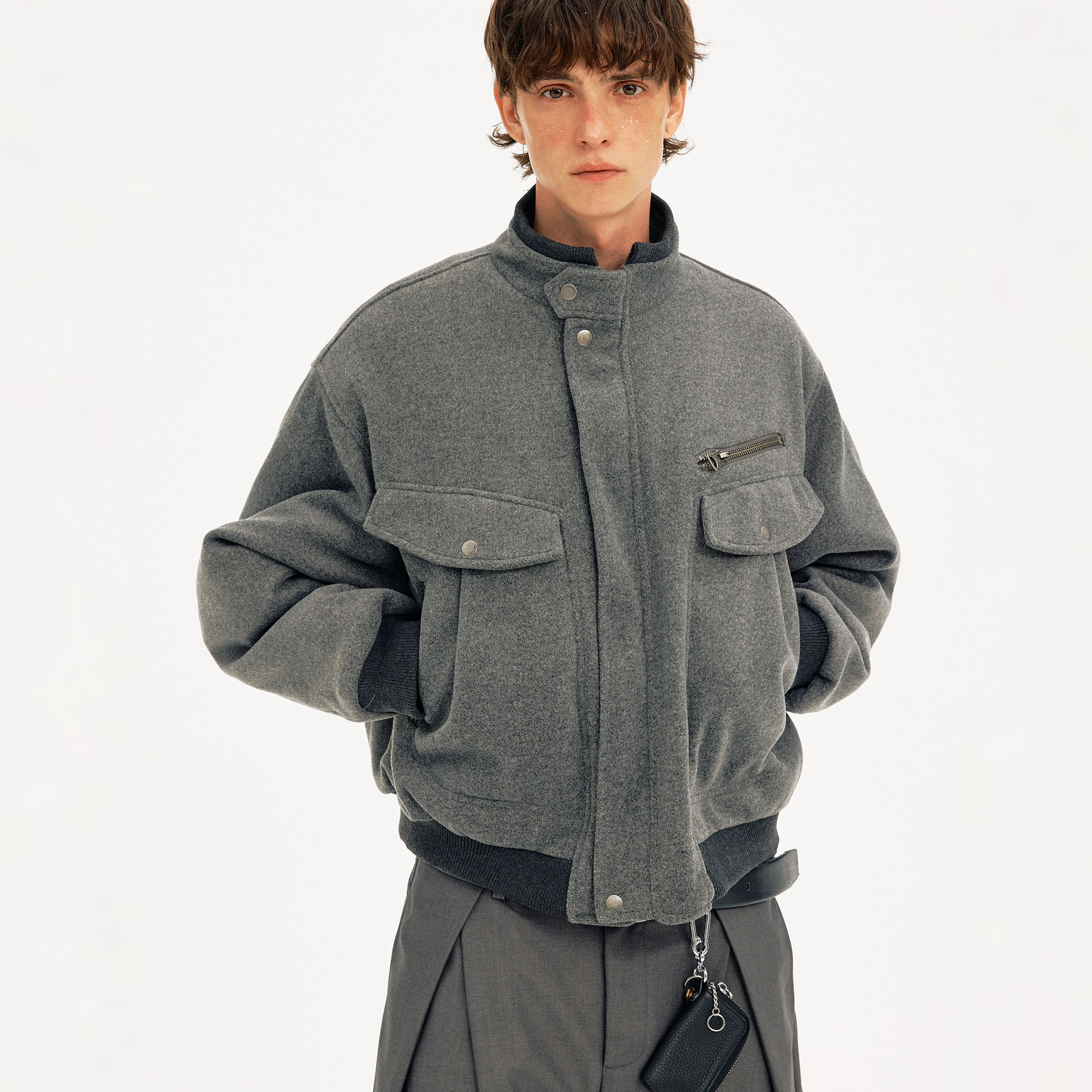 MADWITCH复古老钱风立领工装棉服