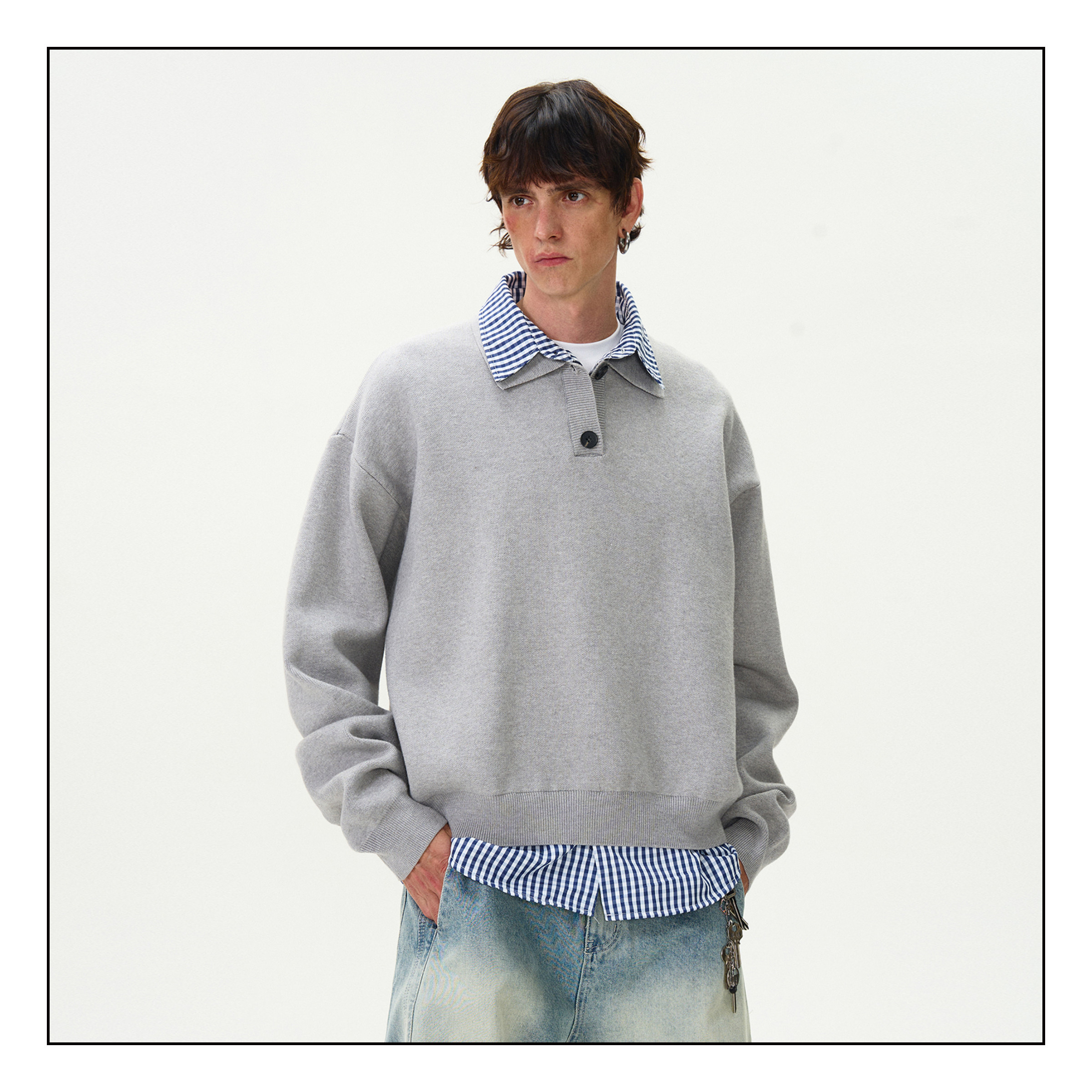 MADWITCH美式高智感假两件毛衣男女休闲复古老钱风vintage针织衫,男装,针织衫/毛衣,淘宝优惠券,粉丝福利购,淘宝优惠卷