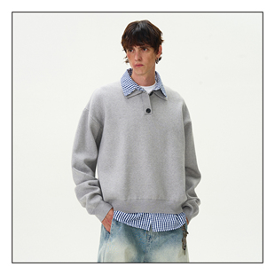 MADWITCH美式 高智感假两件毛衣男女休闲复古老钱风vintage针织衫