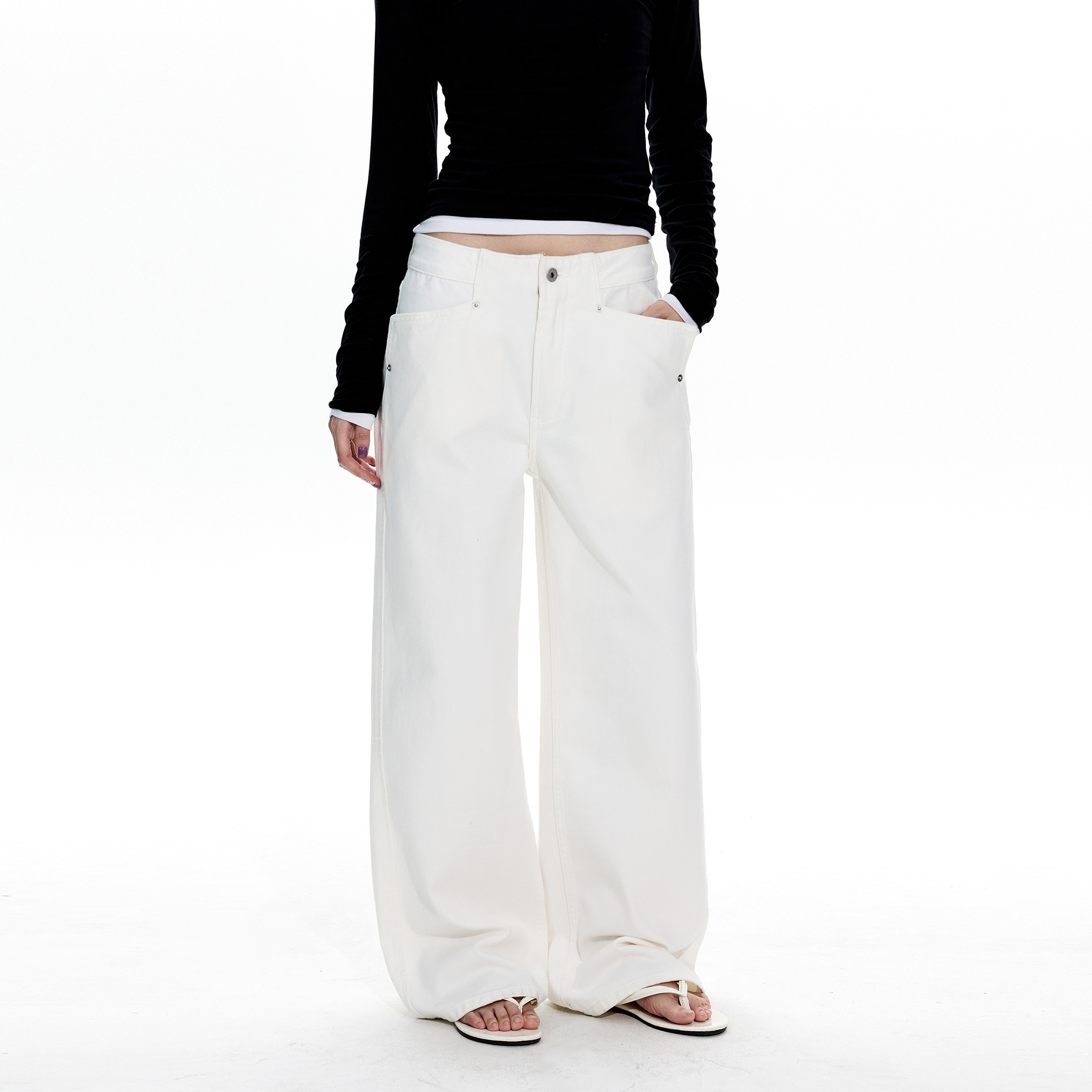 MADWITCH美式极简白色直筒牛仔裤男女通勤休闲cleanfit高级感裤子,男装,牛仔裤,淘宝优惠券,粉丝福利购,淘宝优惠卷