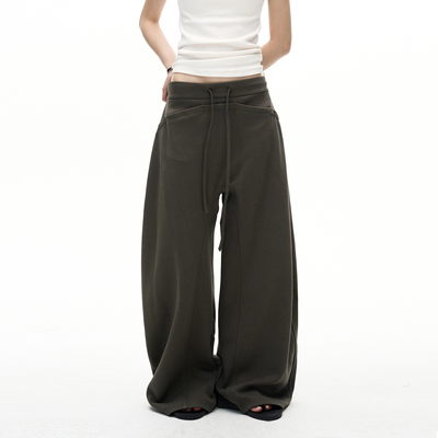 MADWITCH复古弧形拼接阔腿卫裤