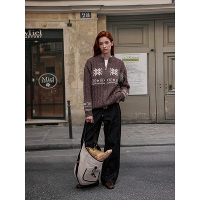 MADWITCH费尔岛提花羊毛混纺毛衣