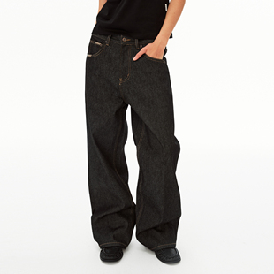 MADWITCH美式高级感直筒原牛牛仔裤男女通勤百搭手缝线设计感长裤