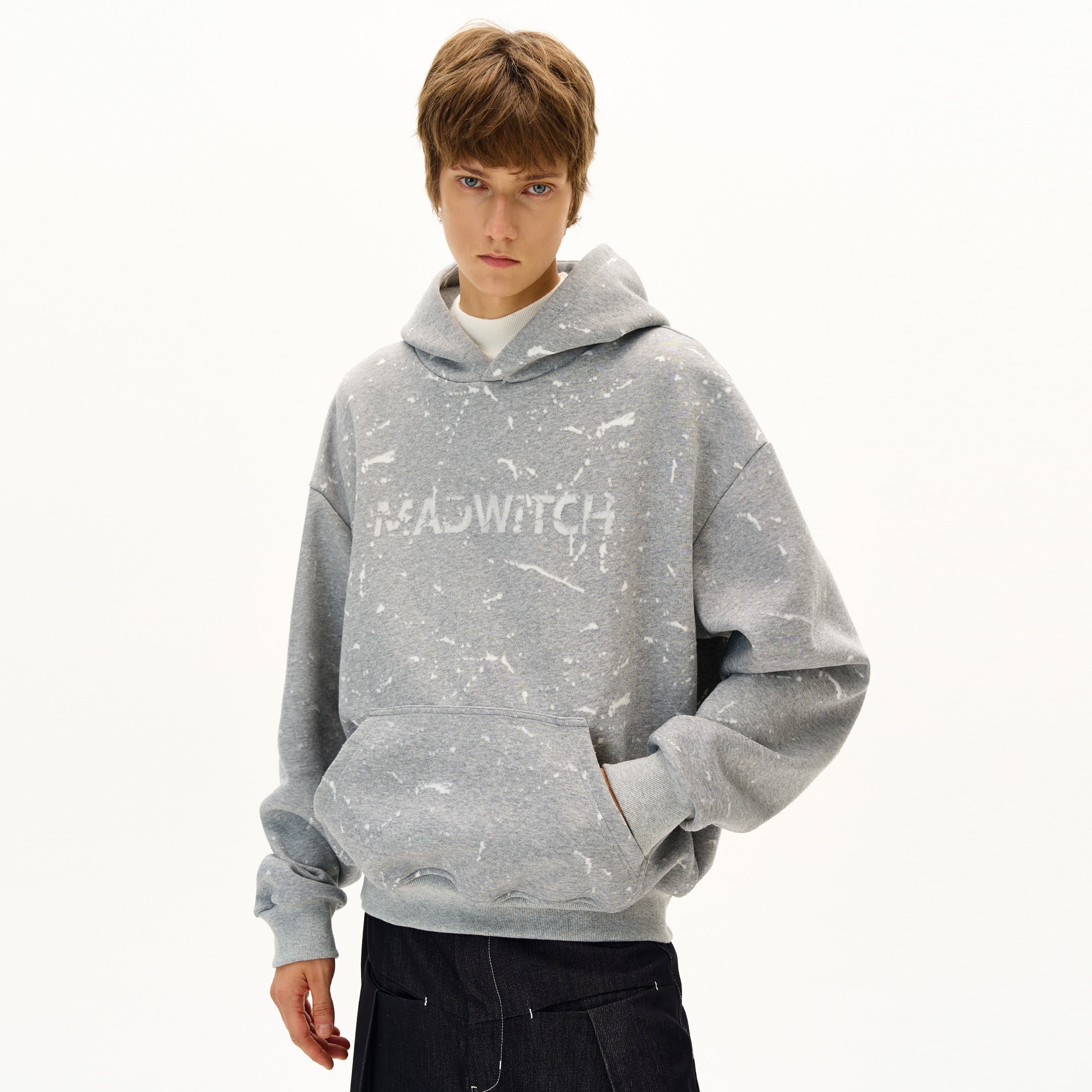 MADWITCH烧花斑驳印花连帽卫衣