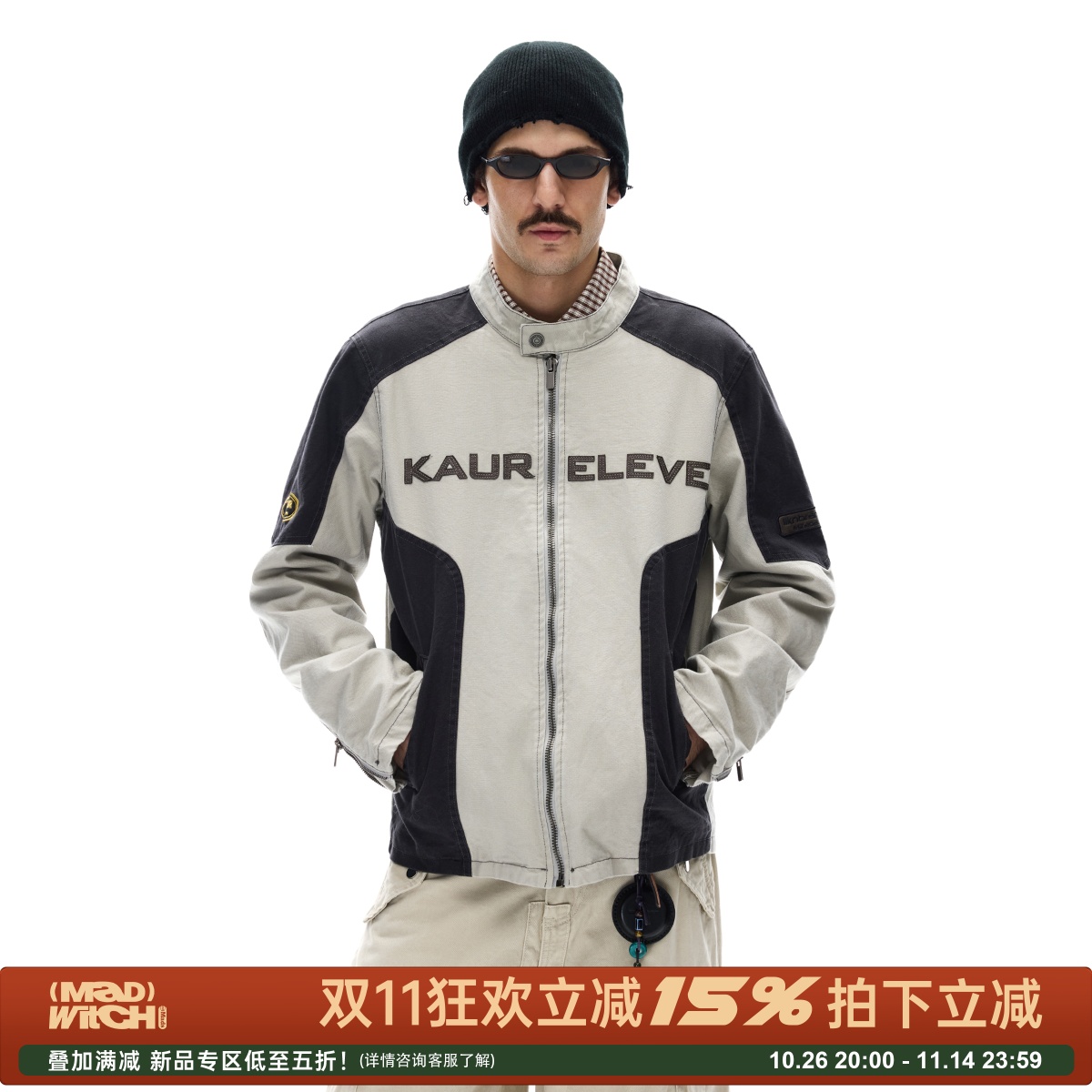 MADWITCH美式酷飒撞色机车服夹克