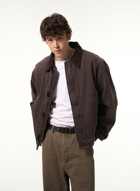 MADWITCH美式复古夹棉做旧水洗外套男vintage底特律工装夹克棉服