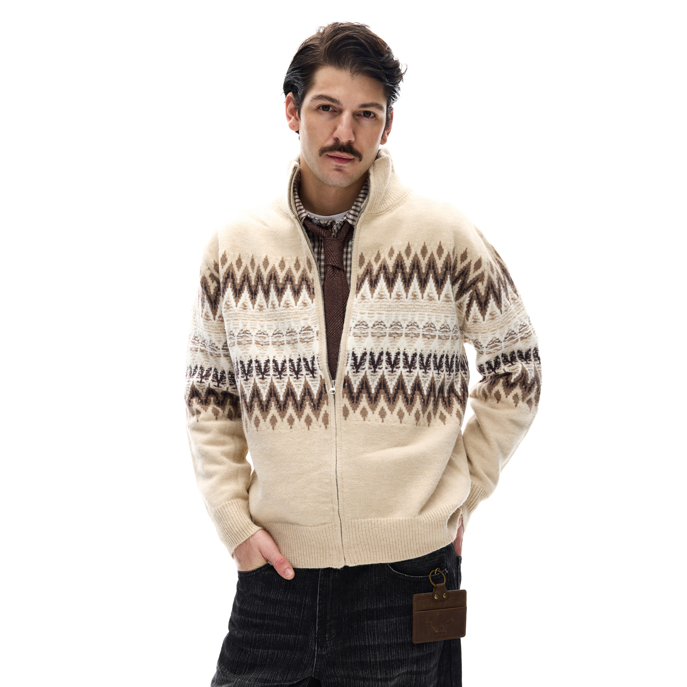 MADWITCH复古老钱风费尔岛针织衫毛衣男女秋冬休闲高级感开衫外套,男装,针织衫/毛衣,淘宝优惠券,粉丝福利购,淘宝优惠卷