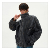 MADWITCH复古解构设计感水洗牛仔外套男女休闲小众设计反穿夹克潮